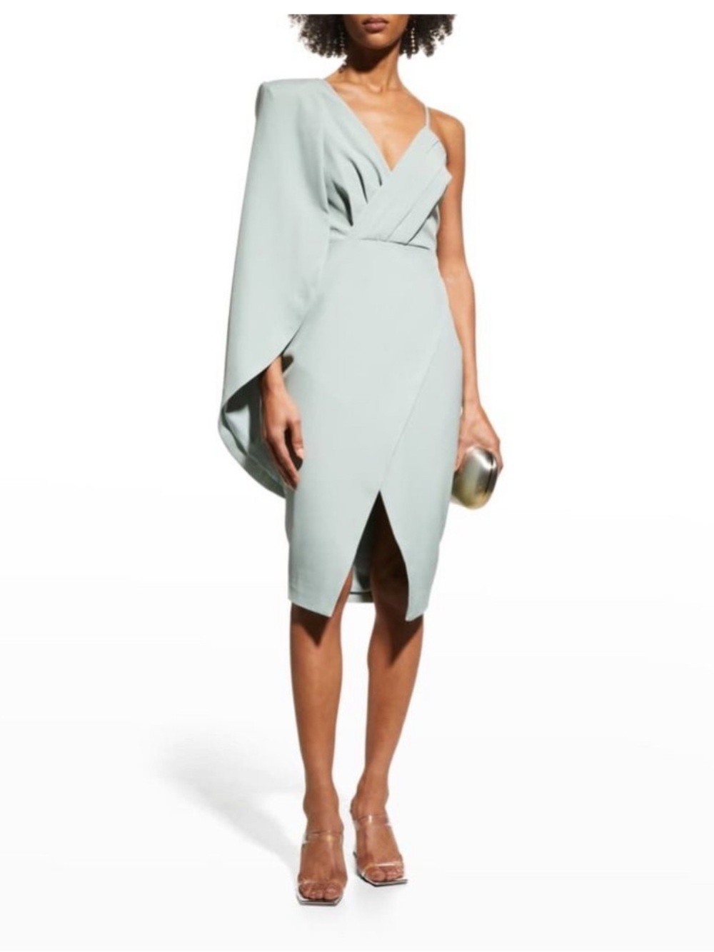 Lavish Alice Mint Sage One-Shoulder Midi Dress